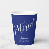 Gewoon modern script Navy Blue Pensioen Party Papieren Bekers (Voorkant)