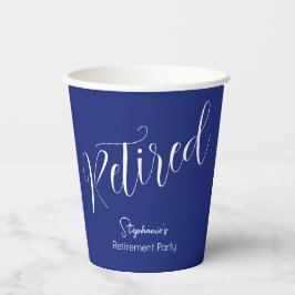 Gewoon modern script Navy Blue Pensioen Party Papieren Bekers