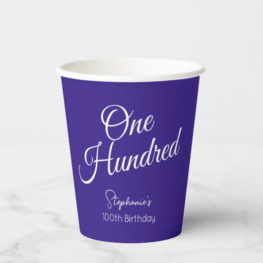 Gewoon modern script Paarse 100e verjaardag Papieren Bekers (Voorkant)