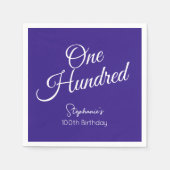 Gewoon modern script Paarse 100e verjaardag Servet (Voorkant)