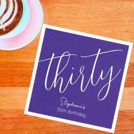 Gewoon modern script Paarse 30e verjaardagsfeestje Servet