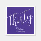 Gewoon modern script Paarse 30e verjaardagsfeestje Servet (Voorkant)