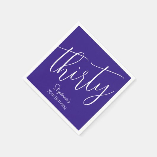 Gewoon modern script Paarse 30e verjaardagsfeestje Servet (Hoek)