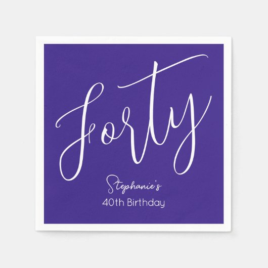 Gewoon modern script Paarse 40e verjaardagsfeestje Servet (Voorkant)