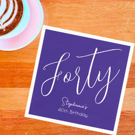 Gewoon modern script Paarse 40e verjaardagsfeestje Servet