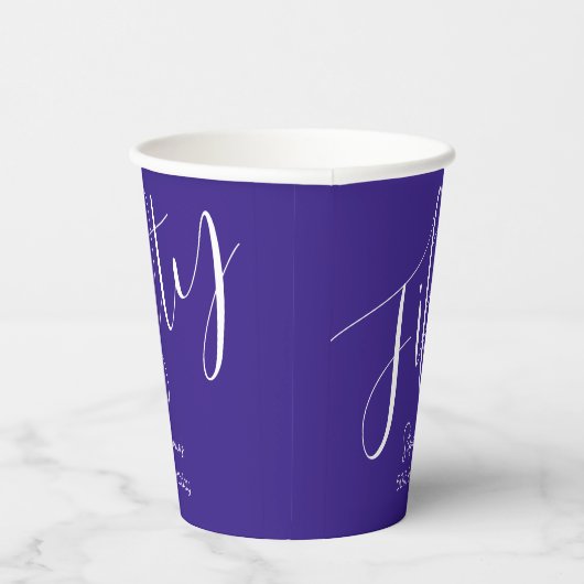 Gewoon modern script Paarse 50ste verjaardag Papieren Bekers (Rechts)