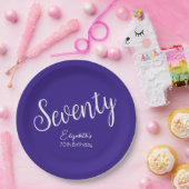 Gewoon modern script Paarse 70ste verjaardag Papieren Bordje (Feest)