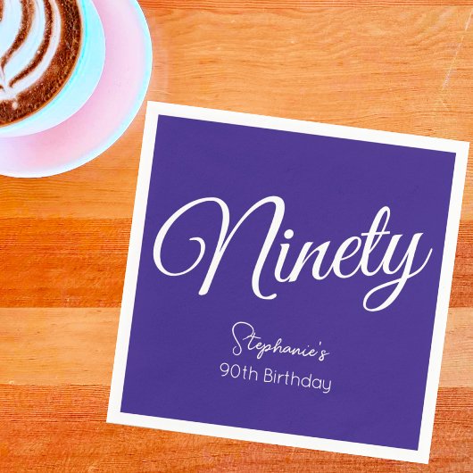 Gewoon modern script Paarse 90ste verjaardag Servet
