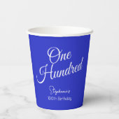 Gewoon modern script Royal Blue 100th Verjaardag Papieren Bekers (Achterkant)
