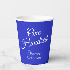 Gewoon modern script Royal Blue 100th Verjaardag Papieren Bekers