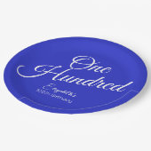 Gewoon modern script Royal Blue 100th Verjaardag Papieren Bordje (Gekanteld)