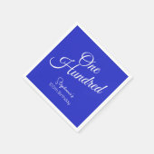 Gewoon modern script Royal Blue 100th Verjaardag Servet (Hoek)
