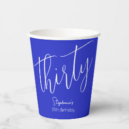 Gewoon modern script Royal Blue 30e verjaardag Papieren Bekers
