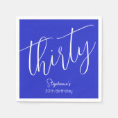 Gewoon modern script Royal Blue 30e verjaardag Servet (Voorkant)