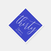 Gewoon modern script Royal Blue 30e verjaardag Servet (Hoek)