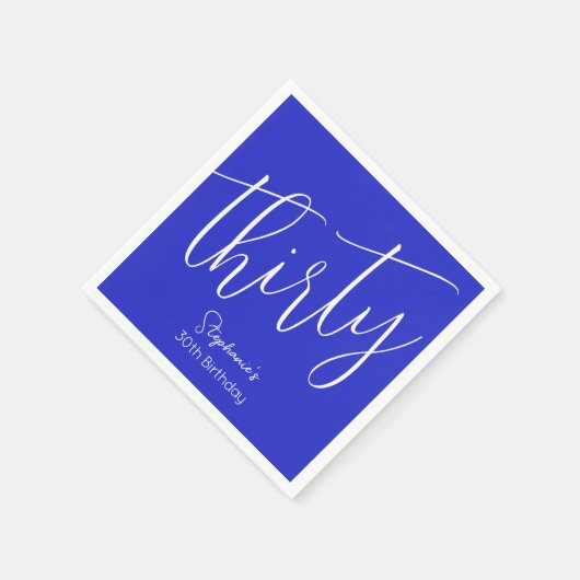 Gewoon modern script Royal Blue 30e verjaardag Servet (Hoek)