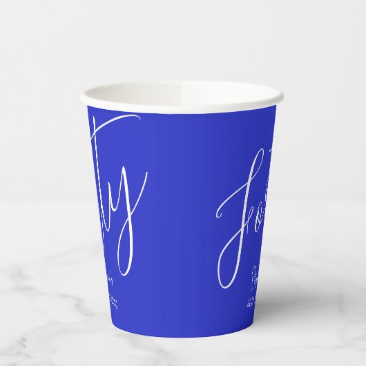 Gewoon Modern Script Royal Blue 40th Verjaardag Papieren Bekers (Links)