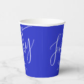 Gewoon Modern Script Royal Blue 40th Verjaardag Papieren Bekers (Rechts)