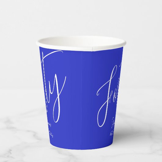 Gewoon Modern Script Royal Blue 40th Verjaardag Papieren Bekers (Rechts)