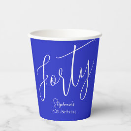 Gewoon Modern Script Royal Blue 40th Verjaardag Papieren Bekers