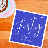 Gewoon Modern Script Royal Blue 40th Verjaardag Servet
