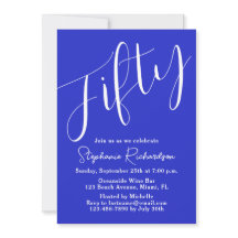 Gewoon modern script Royal Blue 50e verjaardag