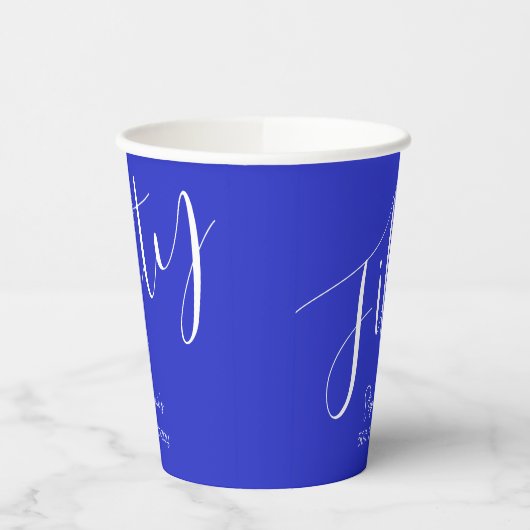 Gewoon modern script Royal Blue 50e verjaardag Papieren Bekers (Links)