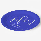 Gewoon modern script Royal Blue 50e verjaardag Papieren Bordje (Gekanteld)
