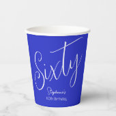 Gewoon modern script Royal Blue 60e verjaardag Papieren Bekers (Voorkant)