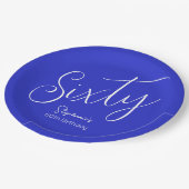 Gewoon modern script Royal Blue 60e verjaardag Papieren Bordje (Gekanteld)