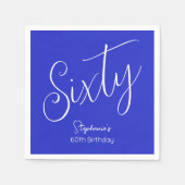Gewoon modern script Royal Blue 60e verjaardag Servet (Voorkant)
