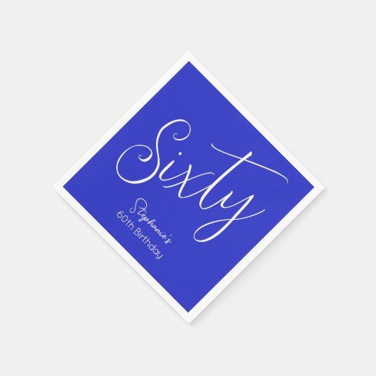 Gewoon modern script Royal Blue 60e verjaardag Servet (Hoek)