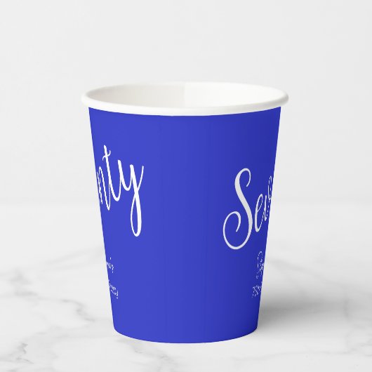 Gewoon modern script Royal Blue 70e verjaardag Papieren Bekers (Links)