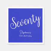 Gewoon modern script Royal Blue 70e verjaardag Servet (Voorkant)