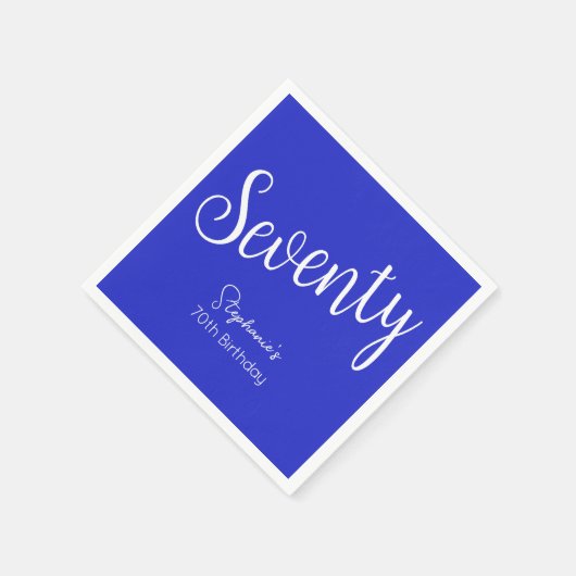 Gewoon modern script Royal Blue 70e verjaardag Servet (Hoek)