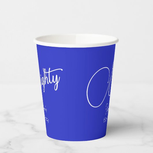 Gewoon Modern Script Royal Blue 80th Verjaardag Papieren Bekers (Links)