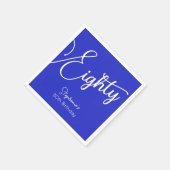 Gewoon Modern Script Royal Blue 80th Verjaardag Servet (Hoek)