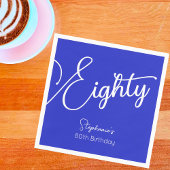 Gewoon Modern Script Royal Blue 80th Verjaardag Servet