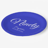 Gewoon Modern Script Royal Blue 90th Verjaardag Papieren Bordje (Gekanteld)