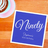 Gewoon Modern Script Royal Blue 90th Verjaardag Servet