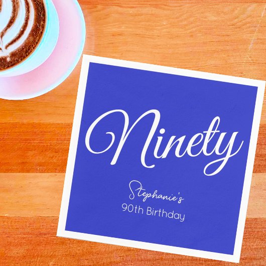 Gewoon Modern Script Royal Blue 90th Verjaardag Servet