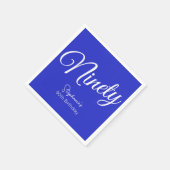 Gewoon Modern Script Royal Blue 90th Verjaardag Servet (Hoek)