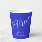 Gewoon modern script Royal Blue Pensioen Party Papieren Bekers (Voorkant)