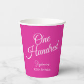 Gewoon modern script roze 100e verjaardag papieren bekers (Achterkant)