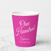 Gewoon modern script roze 100e verjaardag papieren bekers (Voorkant)