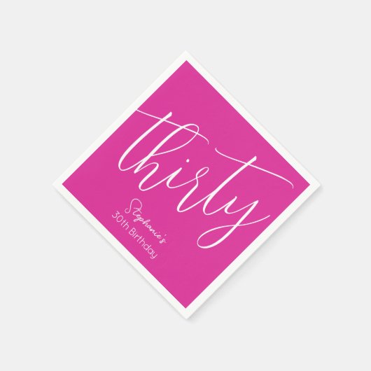 Gewoon modern script Roze 30e verjaardagsfeest Servet (Hoek)