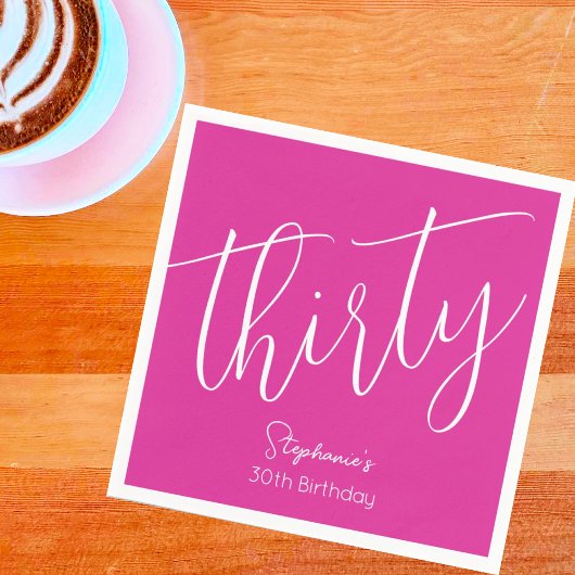 Gewoon modern script Roze 30e verjaardagsfeest Servet