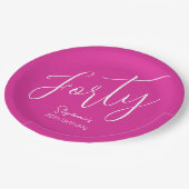 Gewoon modern script Roze 40e verjaardagsfeest Papieren Bordje (Gekanteld)