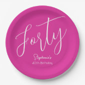 Gewoon modern script Roze 40e verjaardagsfeest Papieren Bordje (Voorkant)