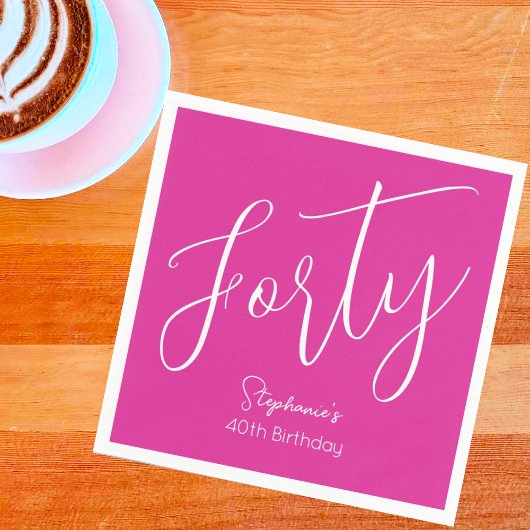 Gewoon modern script Roze 40e verjaardagsfeest Servet